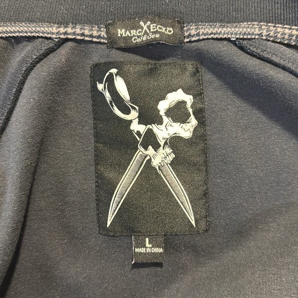 Marc Ecko Cut & Sew Blue Gray Plaid Full Zip Track Jacket with Pockets Large LG - Picture 12 of 13